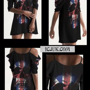 ICJUK Open Shoulder A-Line Dress Large UK Skull