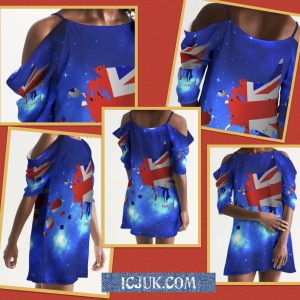 ICJUK Open Shoulder A-Line Dress Exploding Star