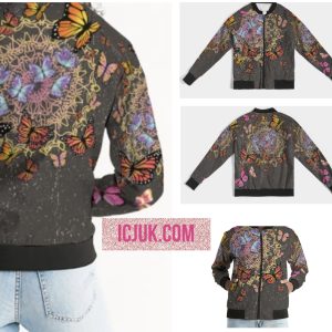 Exclusive ICJUK Custom made Women’s Bomber Jacket ICJUK Mandala Butterflies
