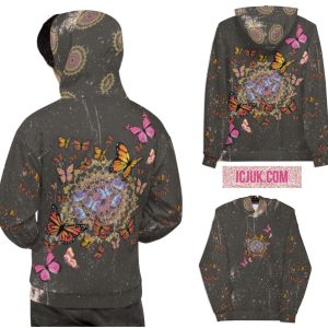 Exclusive Unisex All over print pullover Hoody ICJUK Mandala Butterflies