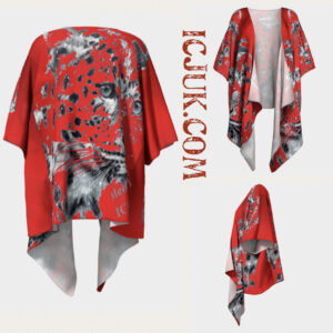 ICJUK Red Leopard open style Kimono lightweight sheer cover up
