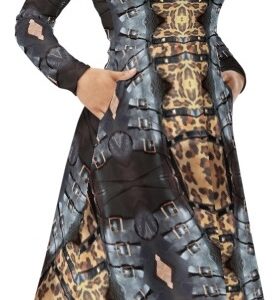 ICJUK All-Over Print Long Sleeve Dress with Pockets Leopard and Buckles