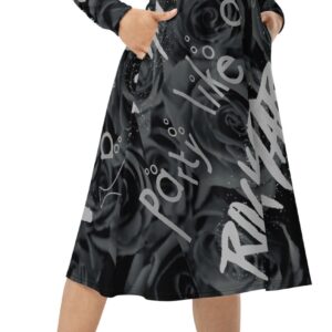 ICJUK All-Over Print Long Sleeve Dress with Pockets Party Like a Rockstar