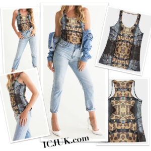 Ladies Tank all over print Leopard and Buckles