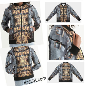 Exclusive ICJUK Custom made Women’s Bomber Jacket Leopard and Buckles