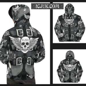 Exclusive Unisex All over print pullover Hoody ICJUK Rock and Roll Skull attitude