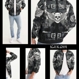 Exclusive ICJUK Custom made Men’s Bomber Jacket Rock and Roll Skull attitude