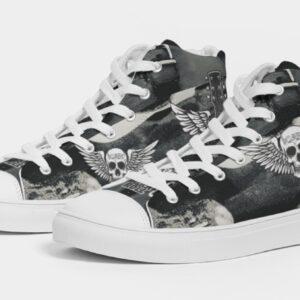 ICJUK Exclusive custom Kicks Men’s Hightop Canvas Shoe Rock and Roll Skull attitude
