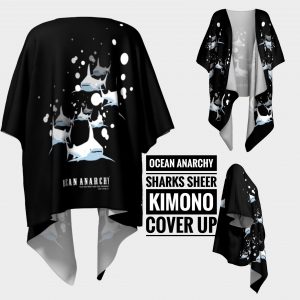 OA Sharks open style Kimono lightweight sheer cover up