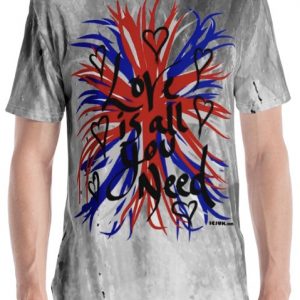 Love is all you Need Gray Brush Strokes V Neck