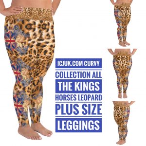 Exclusive Leopard All the Kings Horses Custom Plus Size Leggings