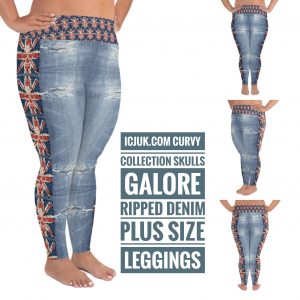 Exclusive Skulls Galore ripped denim Custom Plus Size Leggings