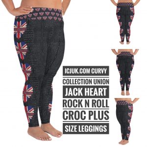 Exclusive Union Jack Rock N Roll Heart Croc Custom Plus Size Leggings