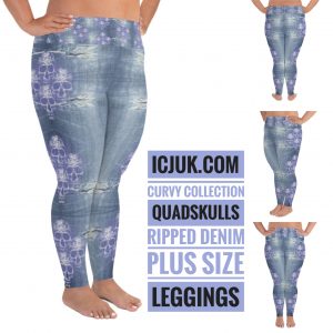 Exclusive Quadskulls ripped denim Custom Plus Size Leggings