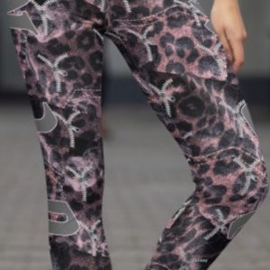 Exclusive Pink Leopard Patchwork Rock and Roll Custom printed Leggings