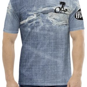 Ocean Anarchy ripped denim OA girl logo Crew neck all over print