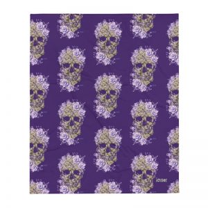 Exclusive Lace Skull and Roses Cozy Throw Blanket