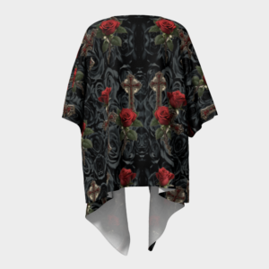 ICJUK open style Kimono lightweight sheer cover up Scarlet Serenade Revolt