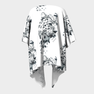 ICJUK White Black and White Leopard open style Kimono lightweight sheer cover up