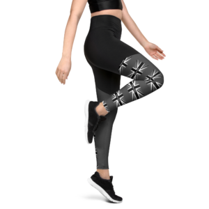 ICJUK Custom Sports Leggings Black and White Union Jack Literally