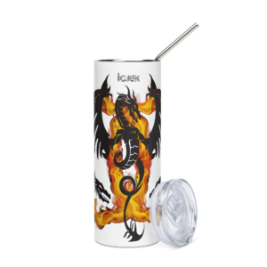 ICJUK Stainless Steel Tumbler with Metal Straw Flames Eternal Dragon