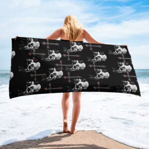 Towel ICJUK Black and White Skull