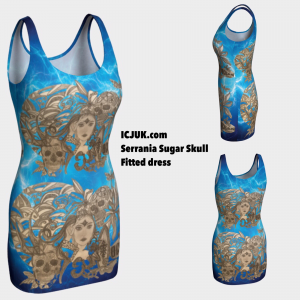 ICJUK Serrania Sugar Skull Bodycon Sexy Exclusive Custom Printed Dress