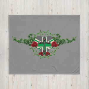 Exclusive ICJUK Green UnionJack with cross and vines Cozy Throw Blanket