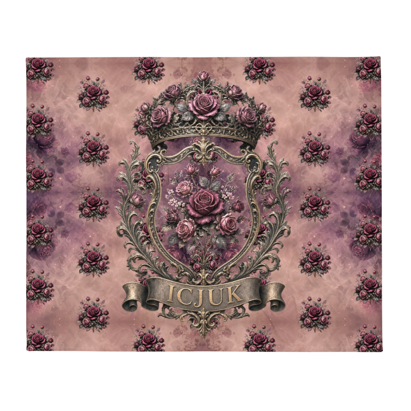Exclusive ICJUK Rose Noir Cozy Throw Blanket
