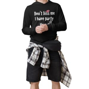 ICJUK Unisex Long Sleeve Hooded Tee Don’t kiss me I have Party Throat