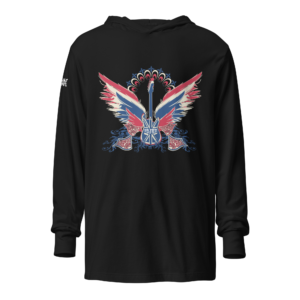 ICJUK Unisex Long Sleeve Hooded Tee Guitar Wings