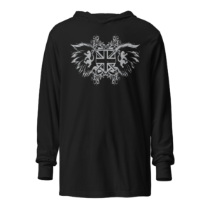 ICJUK Unisex Long Sleeve Hooded Tee Lions Crest and Wings