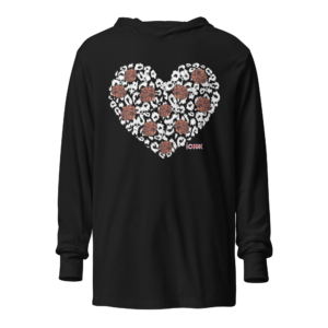 ICJUK Unisex Long Sleeve Hooded Tee Heart and Roses