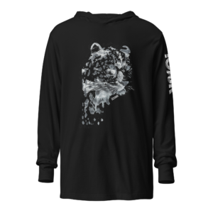 ICJUK Unisex Long Sleeve Hooded Tee Black and White Leopard with Leopard Print