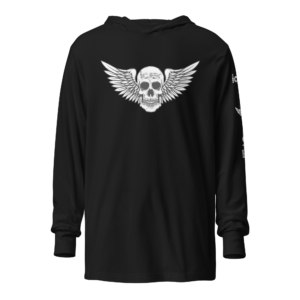 ICJUK Unisex Long Sleeve Hooded Tee Rock and Roll Skull attitude