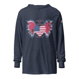 ICJUK Unisex Long Sleeve Hooded Tee USA Peace Love Freedom