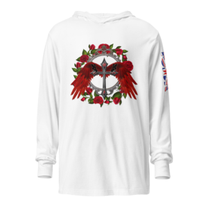 ICJUK Unisex Long Sleeve Hooded Tee Crimson Feather Fantasy Ring