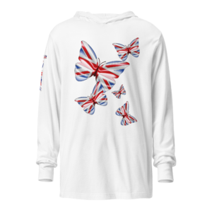 ICJUK Unisex Long Sleeve Hooded Tee Union Jack Butterflies