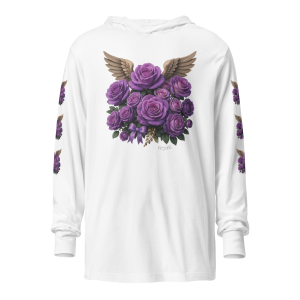 ICJUK Purple tones Heavenly Bloom Wings Unisex Long Sleeve Hooded Tee