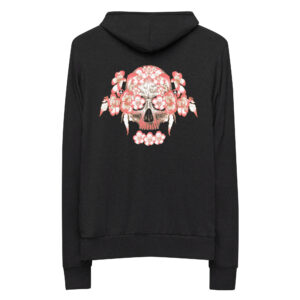 ICJUK Unisex Slim fit Zipper Hoody Floral Skull