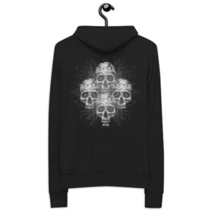 ICJUK Unisex Slim fit Zipper Hoody Black and White Quadskulls