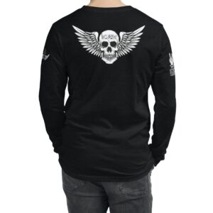 Black and White Long Sleeve Rock and Roll Skull Attitude