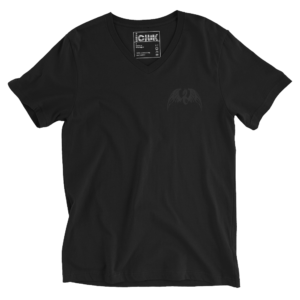 ICJUK Black embroidered Dragon Unisex V neck