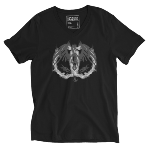 ICJUK Eternal Flame Black and White Dragon Unisex V neck