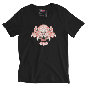 ICJUK Ocean Anarchy Floral Skull V Neck