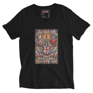 ICJUK  Peace Love Courage RocknRoll Unisex V neck