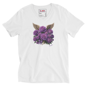 ICJUK Purple tones Heavenly Bloom Wings Unisex V neck