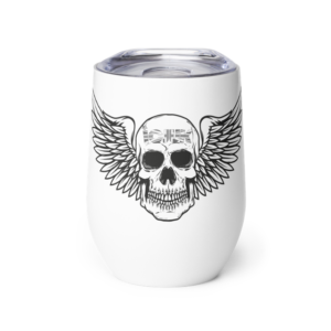 ICJUK Custom Wine Tumbler Rock and Roll Black and White Skull