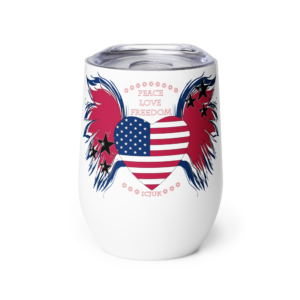 ICJUK Custom Wine Tumbler USA Peace Love Freedom